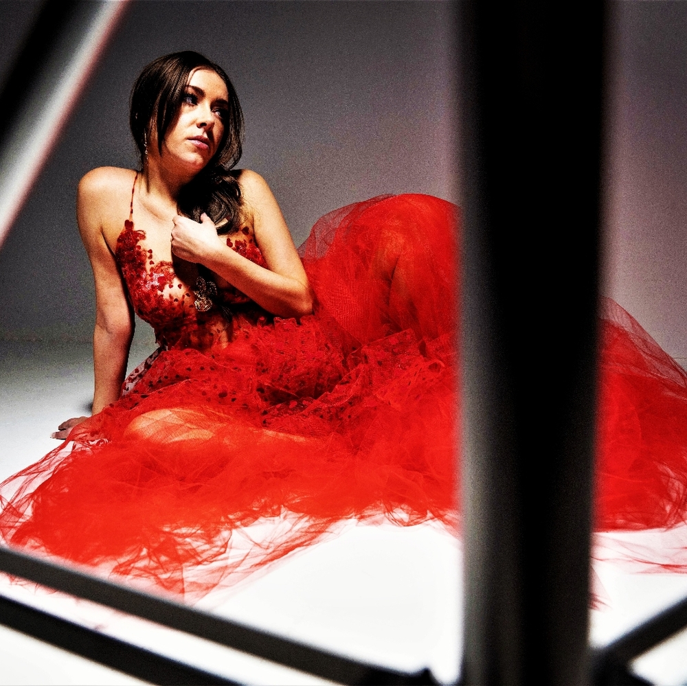 "NICOLETTE" Red Hearts Tulle Wedding Ballgown Set